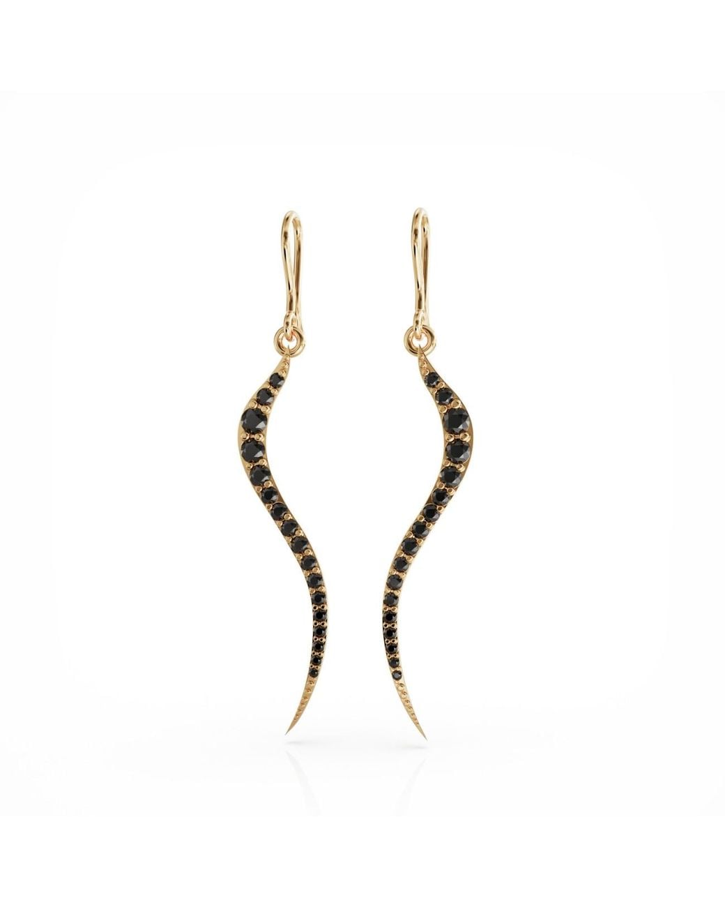 Linda Fiore Metallic Swirl Earrings Vermeil With Onyx Cz