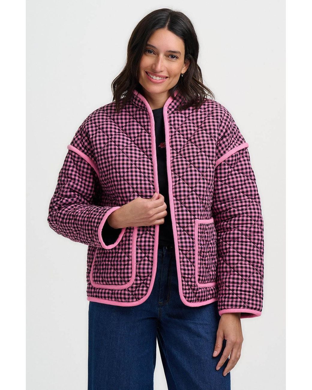 Sugarhill Purple Elowen Quilted Jacket Rose Gingham