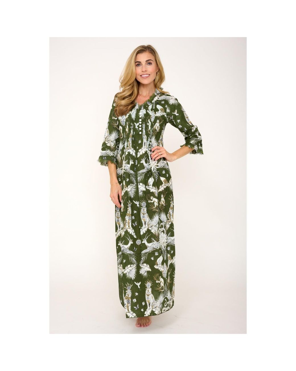 At Last Green Cotton Annabel Maxi Dress