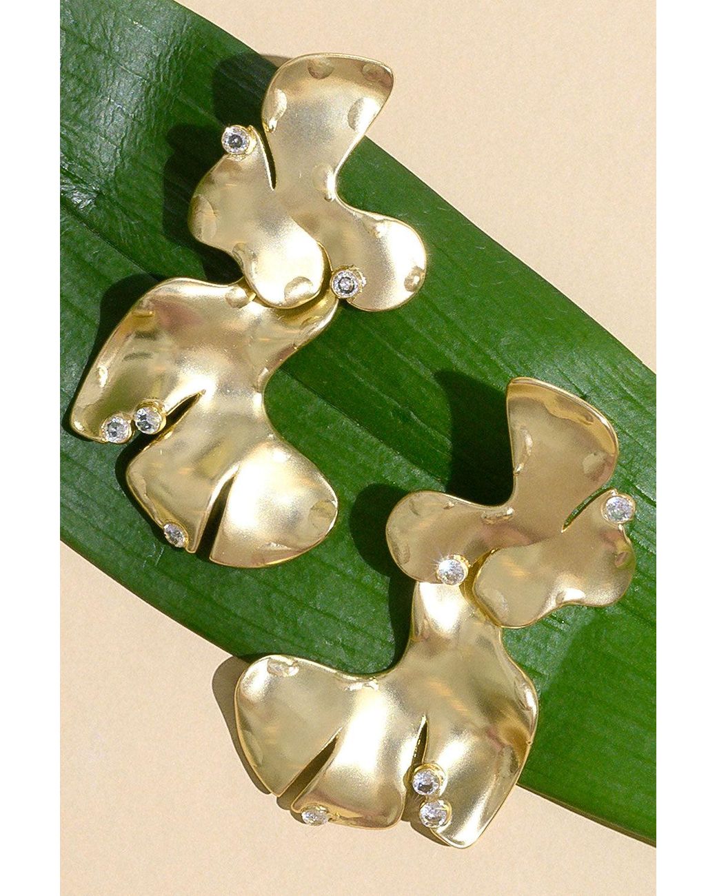 Rare Matters Jewelry Metallic Organic Leaf Statement Earrings