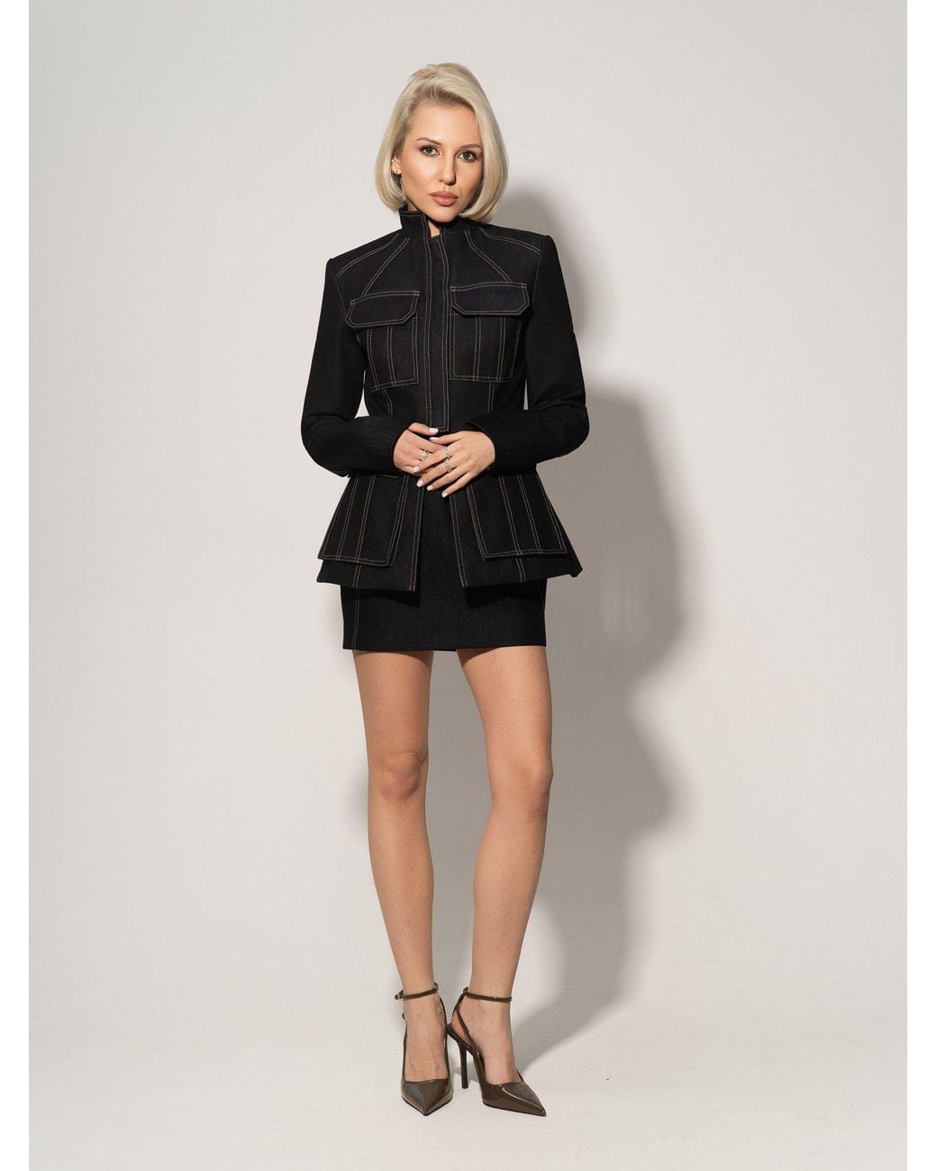 Tia Dorraine Black Denim Mini Skirt