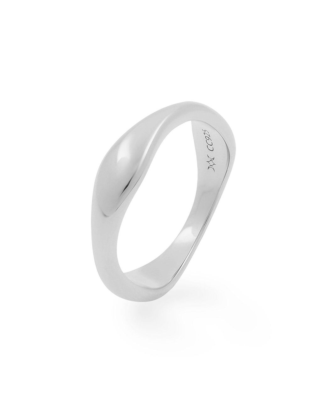 Cote Cache Metallic Symmetry Stackable Wave Ring Set