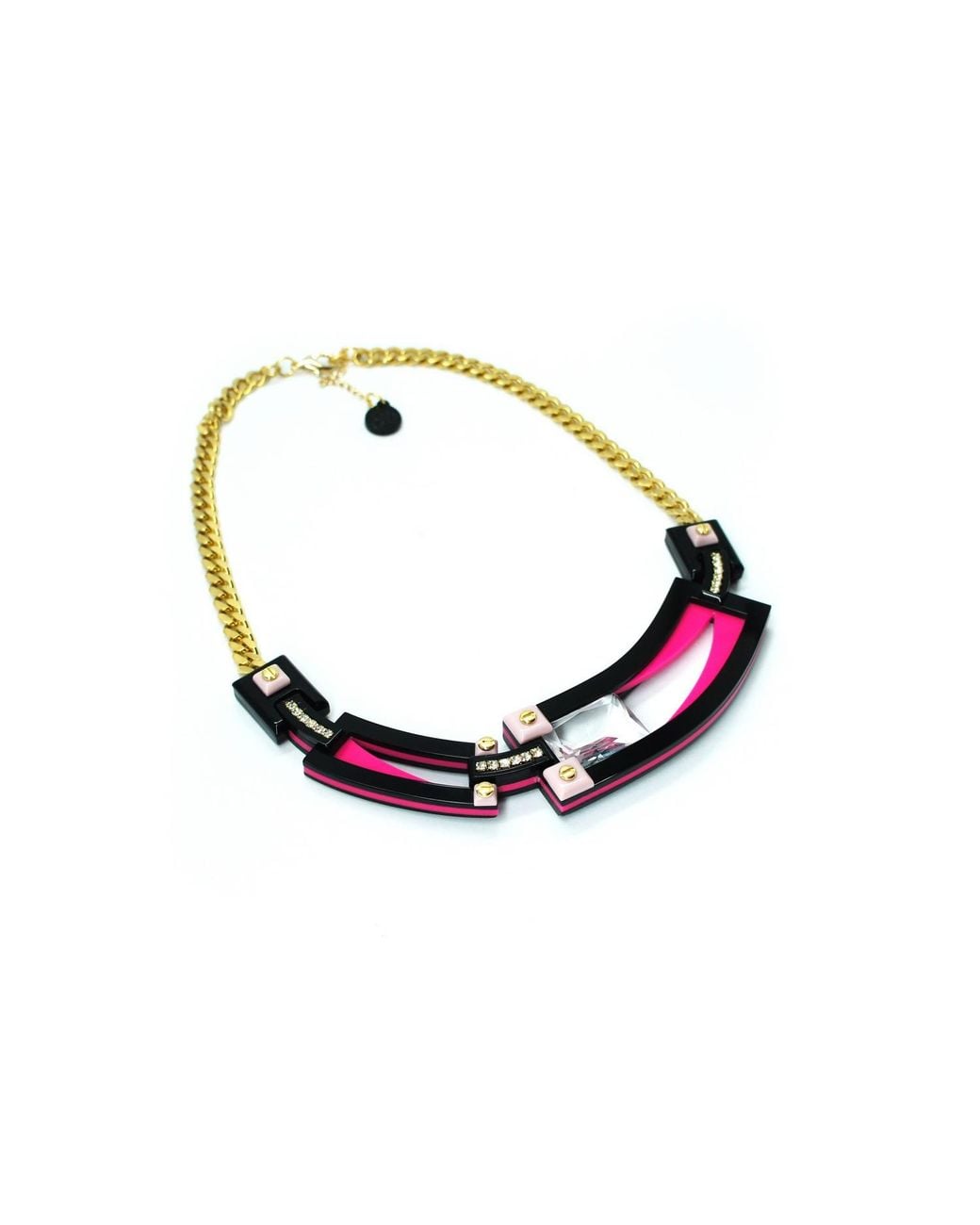 Gissa Bicalho Multicolor Handmade Acrylic Necklace Deco Choker Rectangular Cut Stone