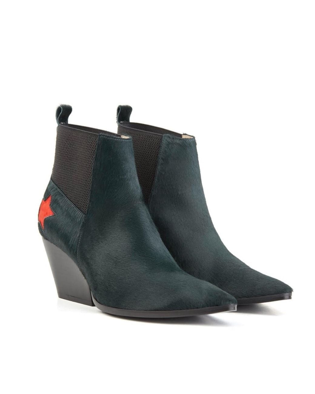 Rosamund Muir London Green Felixa Dark Calf Hair With Star Ankle Boots