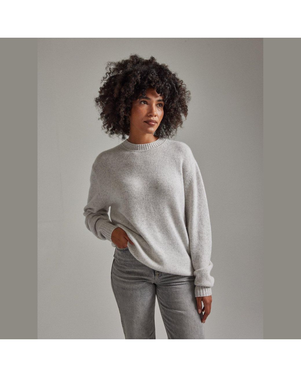 Salts Cashmere Gray Lofty Knit Crew Neck Sweater