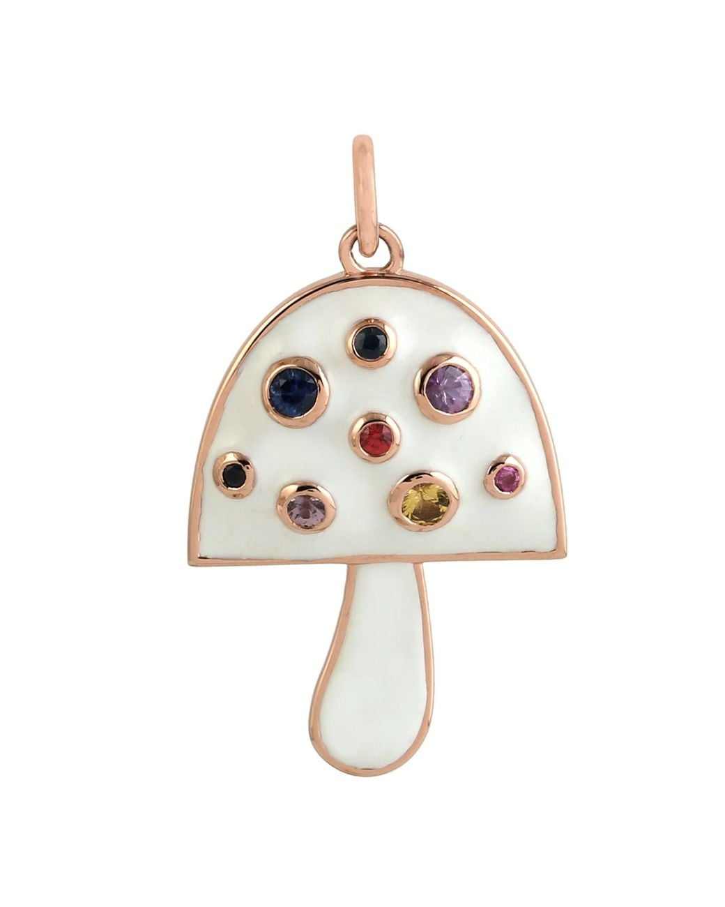 Artisan Metallic 14K Rose Sapphire Enamel Mushroom Pendant
