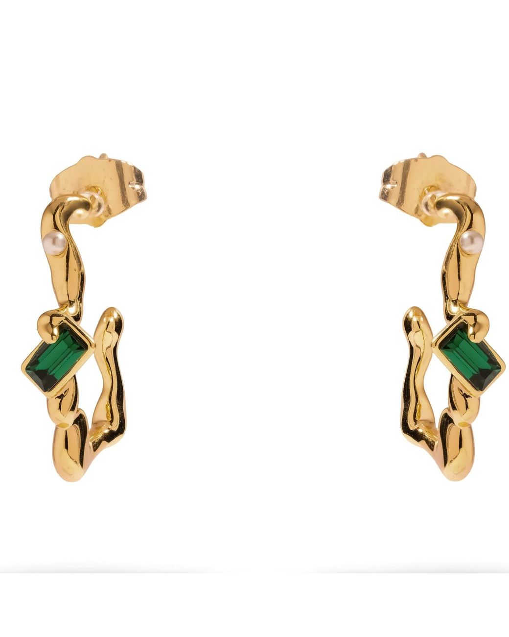 Ebru Jewelry Metallic Emerald Flow Pearl Earrings