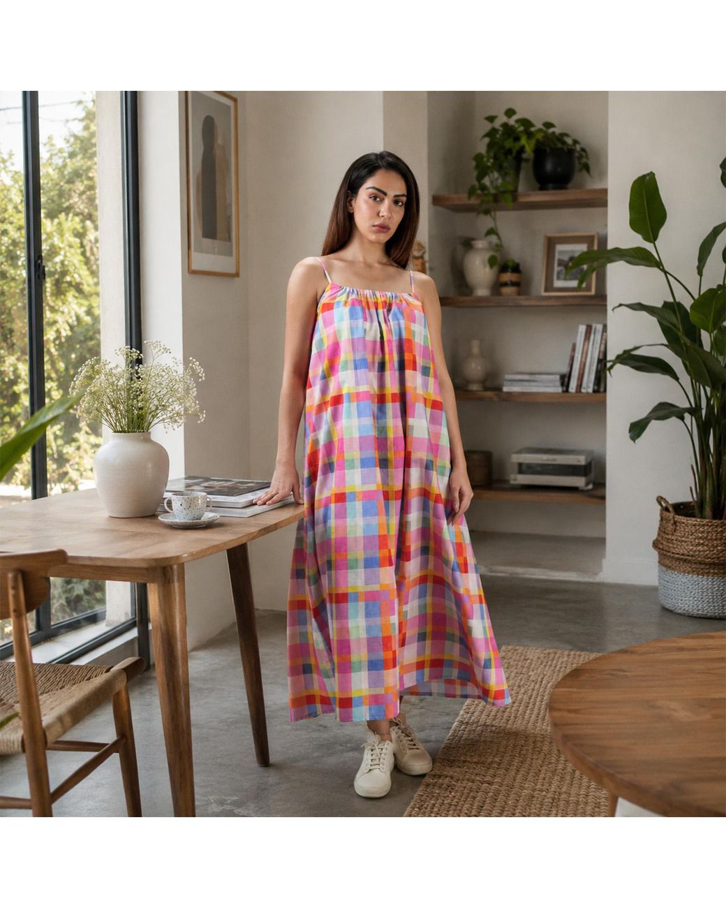 DHARA SHETH DUBAI Red The Palette Picnic Spaghetti Strap Maxi Dress
