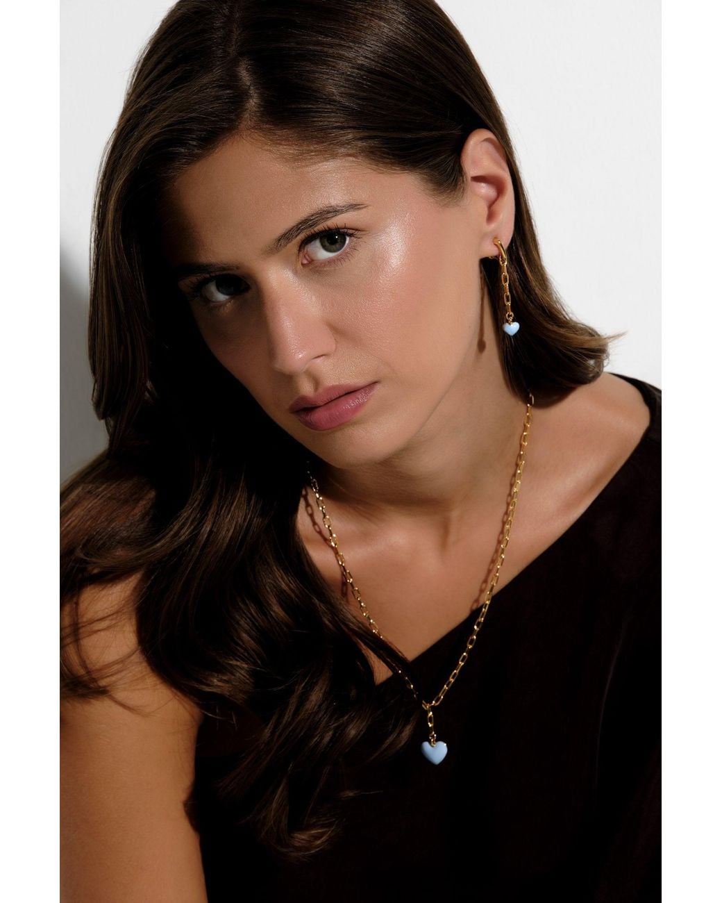 Emma Holland Jewellery Metallic Enamel Heart Y Necklace