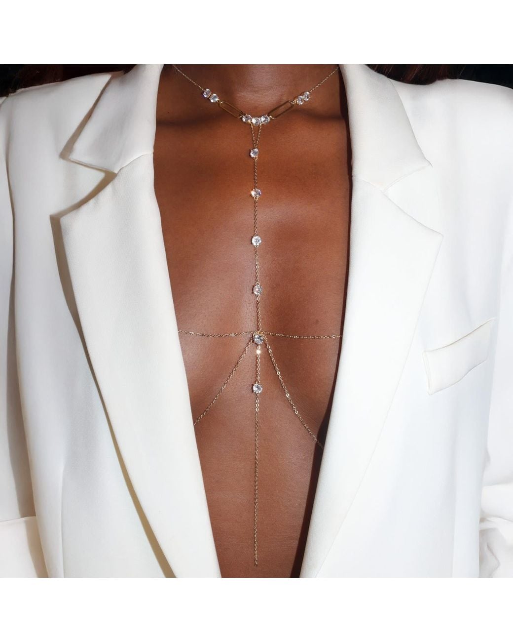 Studio Baloge White Vanta Body Chain T-Line