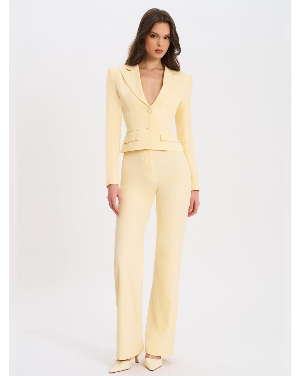 Miss Circle New York White Quinnie Butter Slim Suit Pants