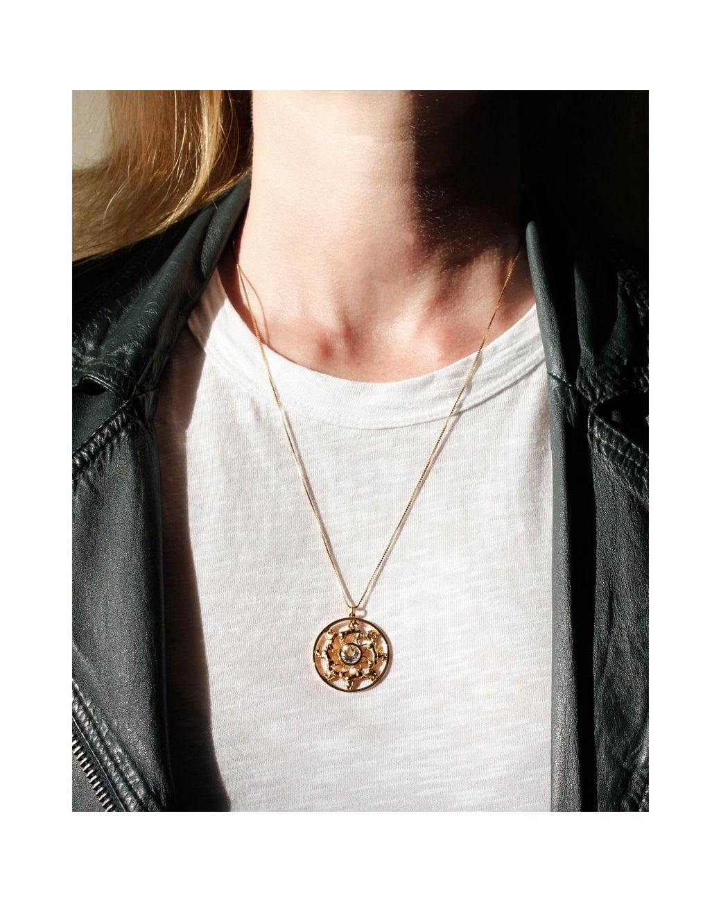 Lee Renee Metallic Wild Horses Topaz Medallion Necklace