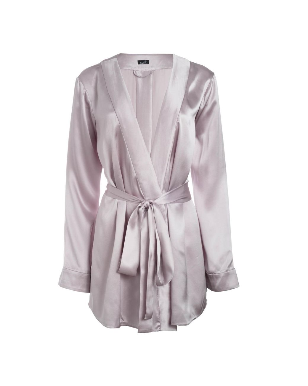 Je Mérite (I Deserve) Purple Silk Short Robe & Silk Chiffon Tap Short Set