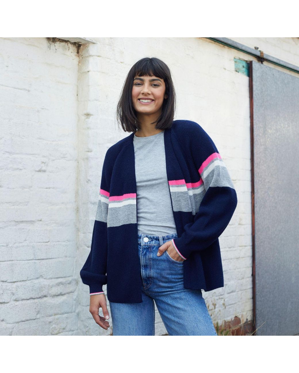 Cove Blue Neon Stripe Cardigan