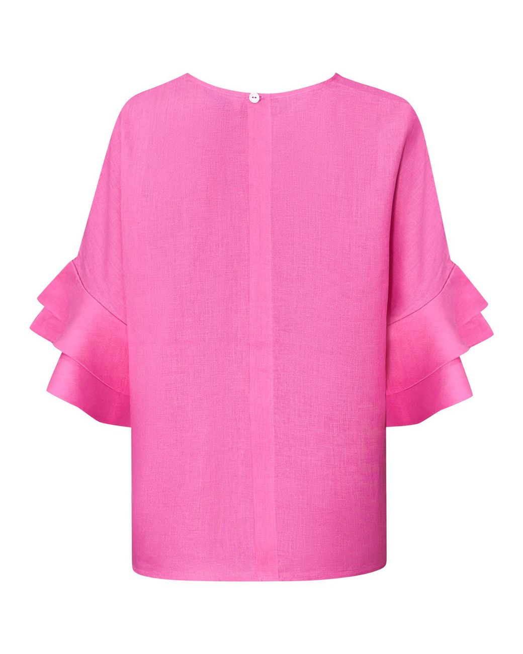 Perlavera Pink Lolan Carmina Rose Solid Linen Flare Sleeve Top