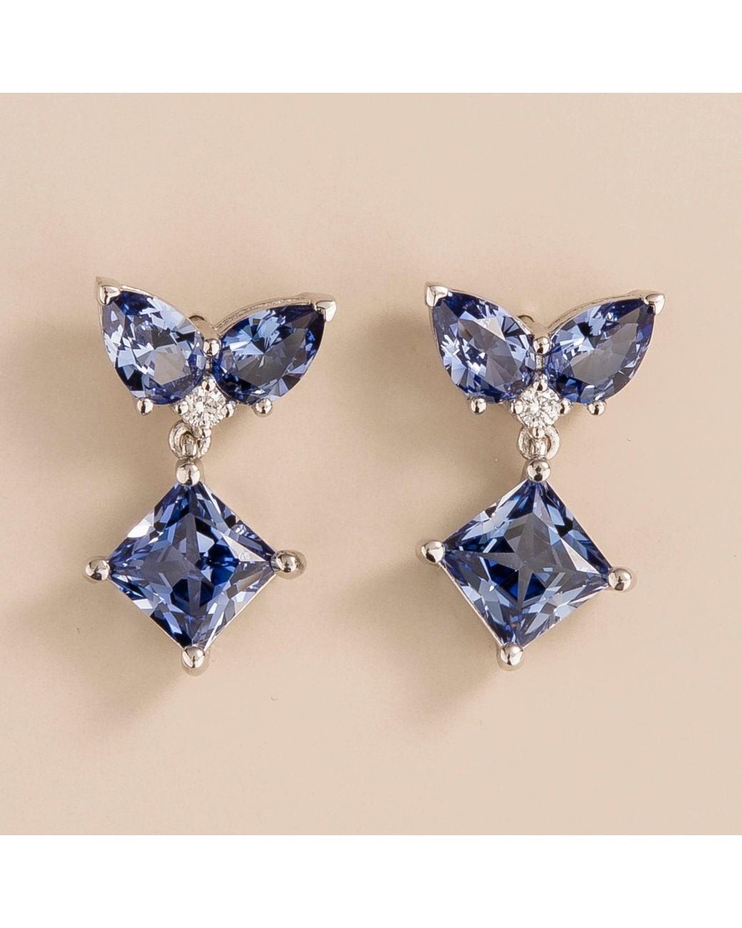 Juvetti Blue Amore Earrings Ceylon Sapphire & Diamonds