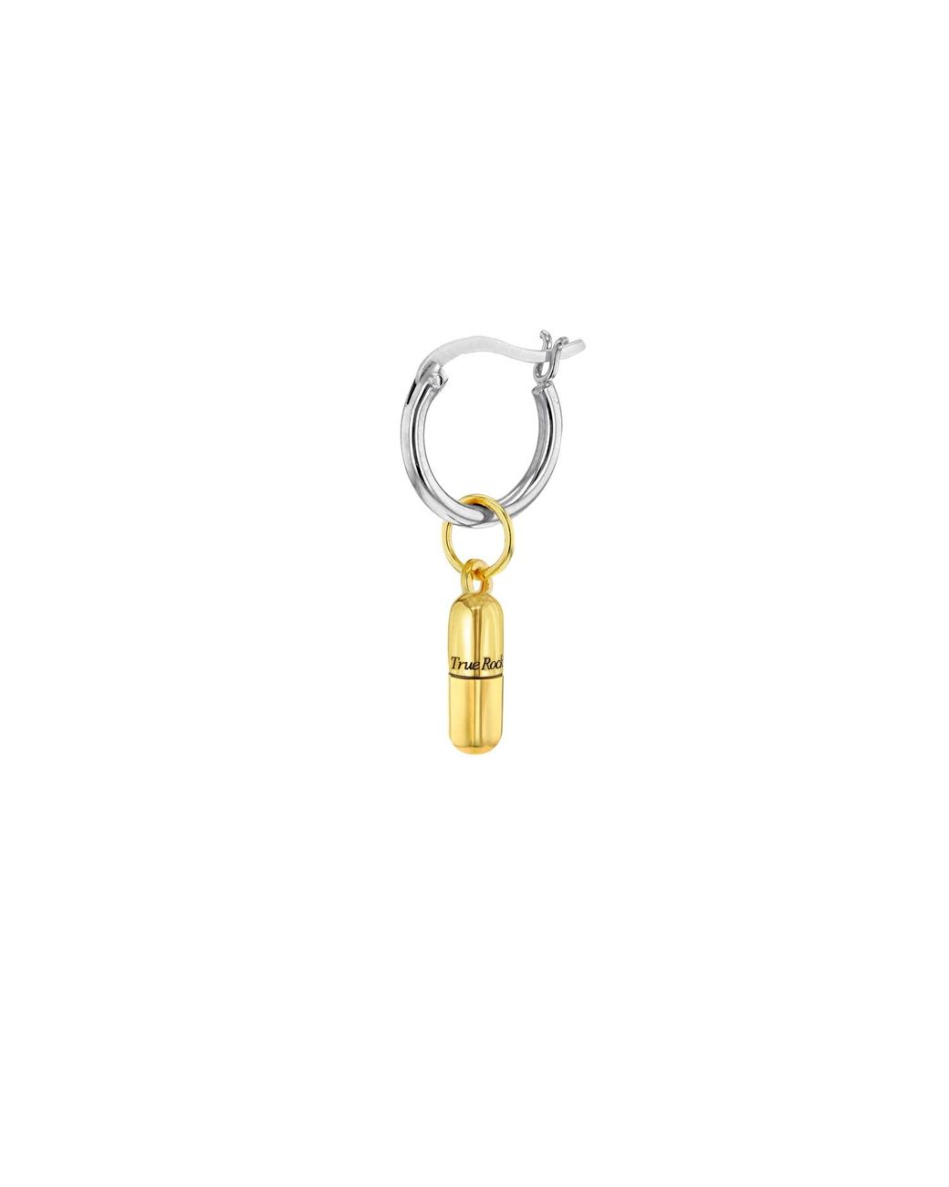 Mini Capsule With Rocks True Rocks 18Kt Plated Mini Pill On Sterling Hoop in Metallic for Men ...