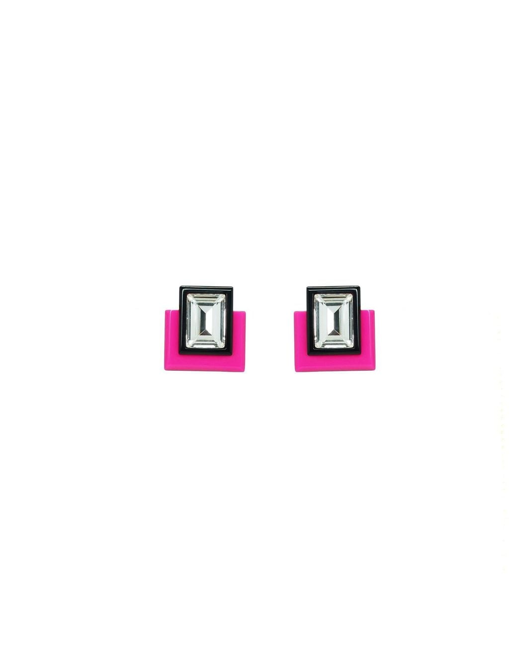 Gissa Bicalho Pink Handmade Acrylic Earring S Deco Rectangular Cut-Off Stone