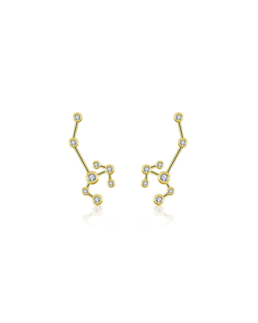 Genevieve Collection Metallic Sagittarius Zodiac Constellation Earring 18K & Diamond
