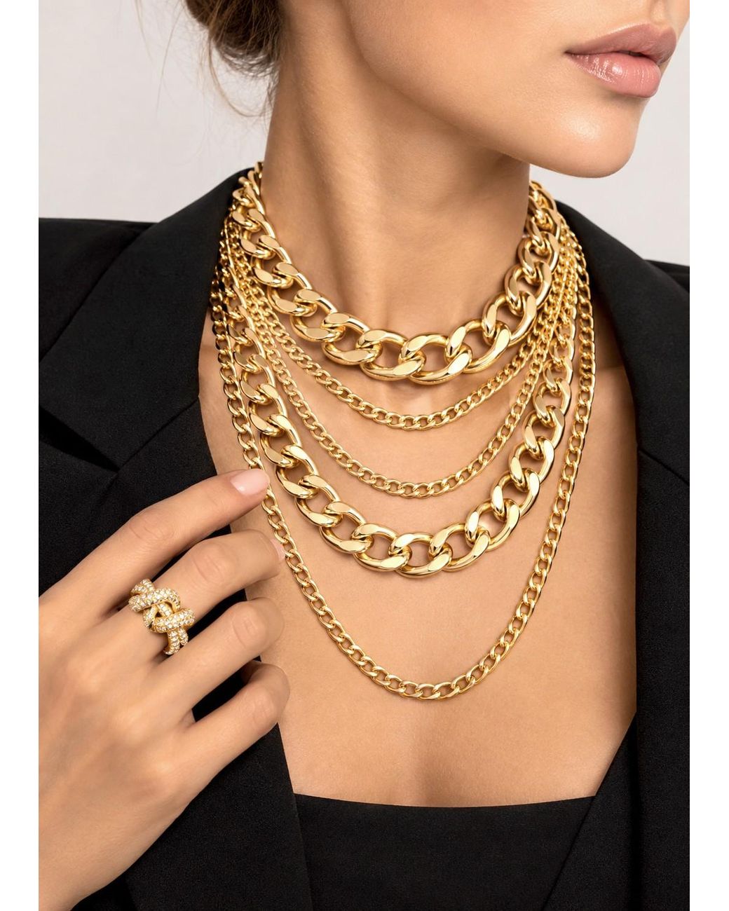 Maxjenny Layered Chain Necklace – in Metallic | Lyst