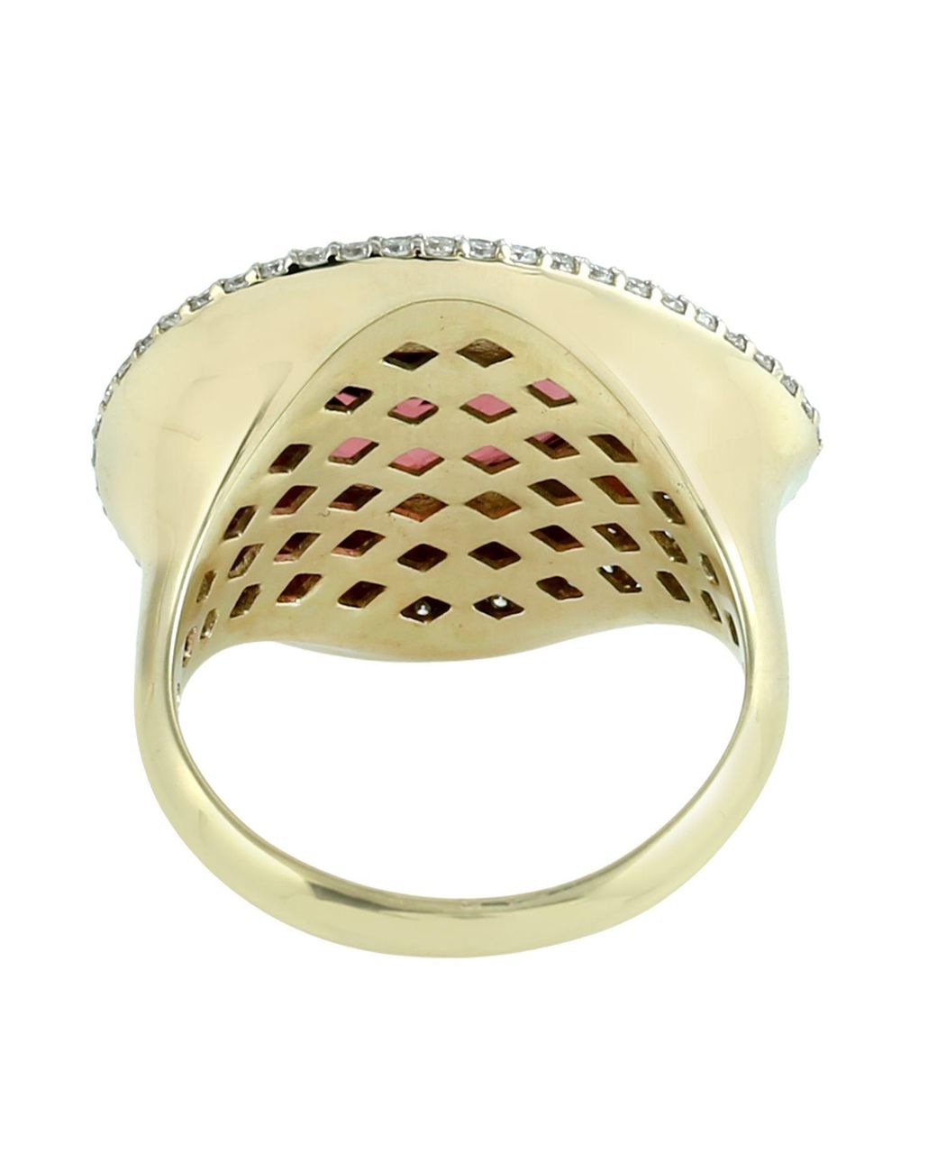 Artisan Metallic Pear Tourmaline & Diamond Enamel Halo Ring