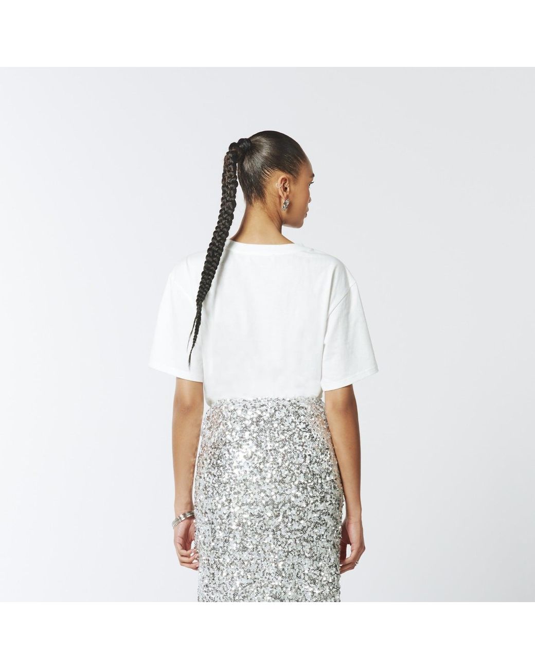 Sour Figs White Crystal Fringed Evening Top