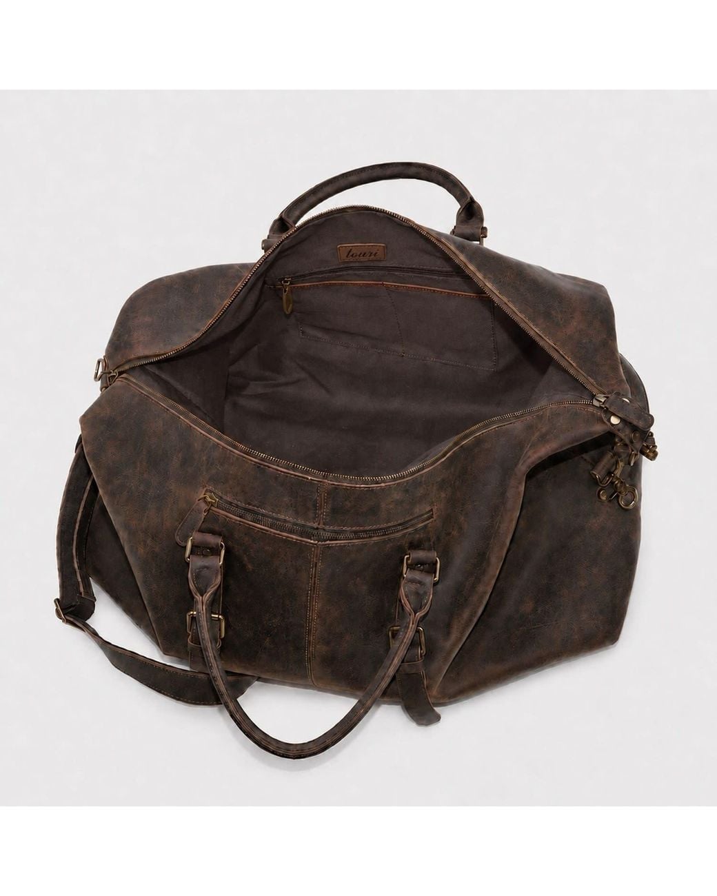 Touri Black Extendable Leather Travel Bag for men