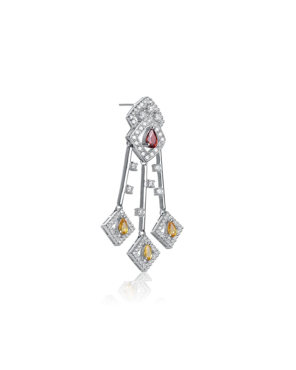Genevive Jewelry Metallic Sterling Cubic Zirconia Modern Chandelier Earrings
