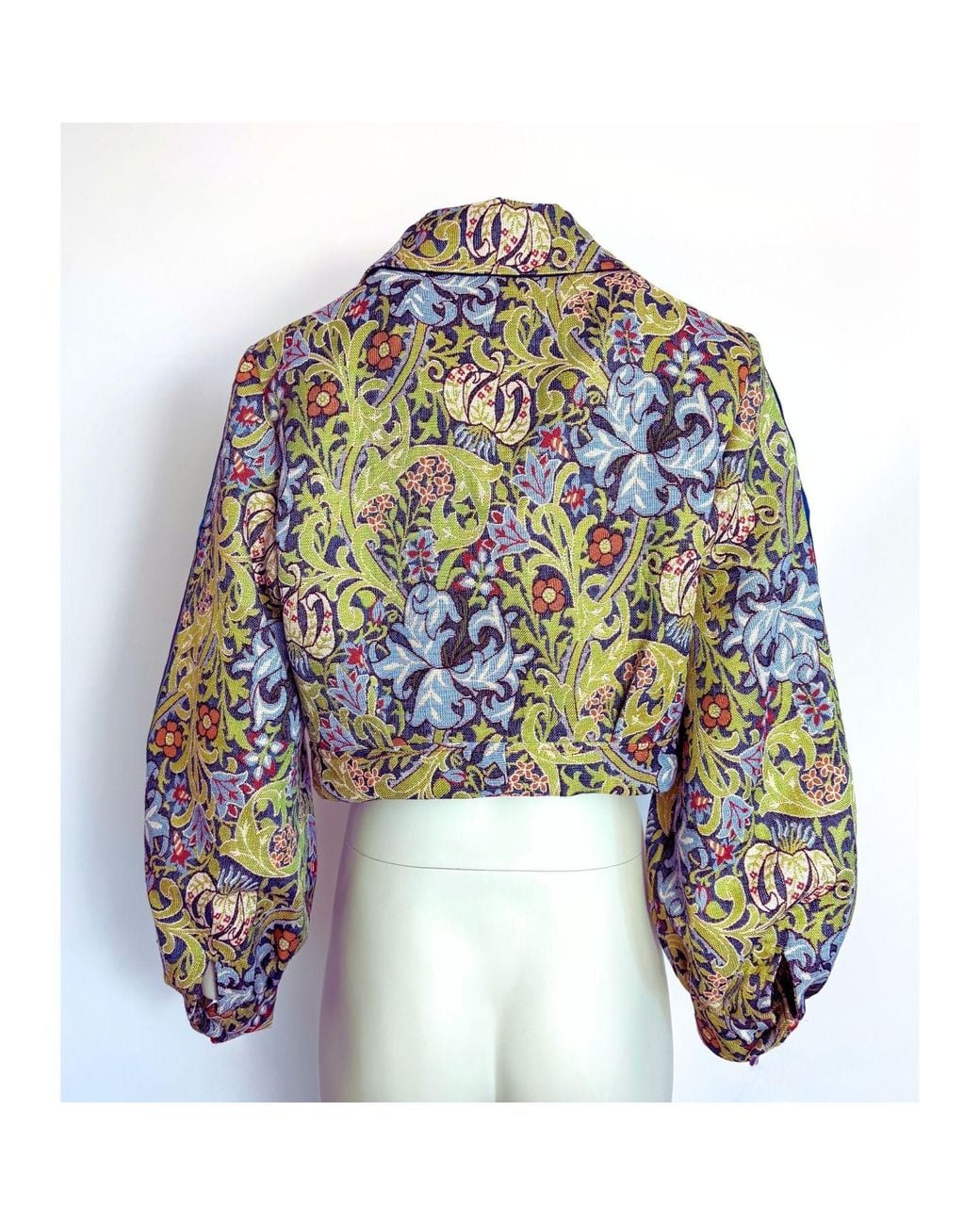 Couture to Your Door Green Tartan Floral Upcycled Tapestry Jacket