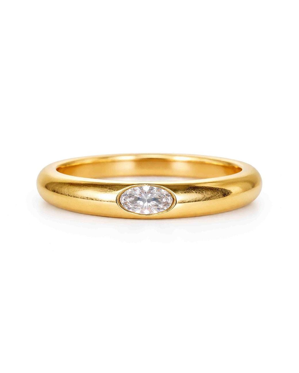 VicStoneNYC Fine Jewelry Metallic Solid Burnish Set Oval Lab Diamond Band By Hand-Crafted