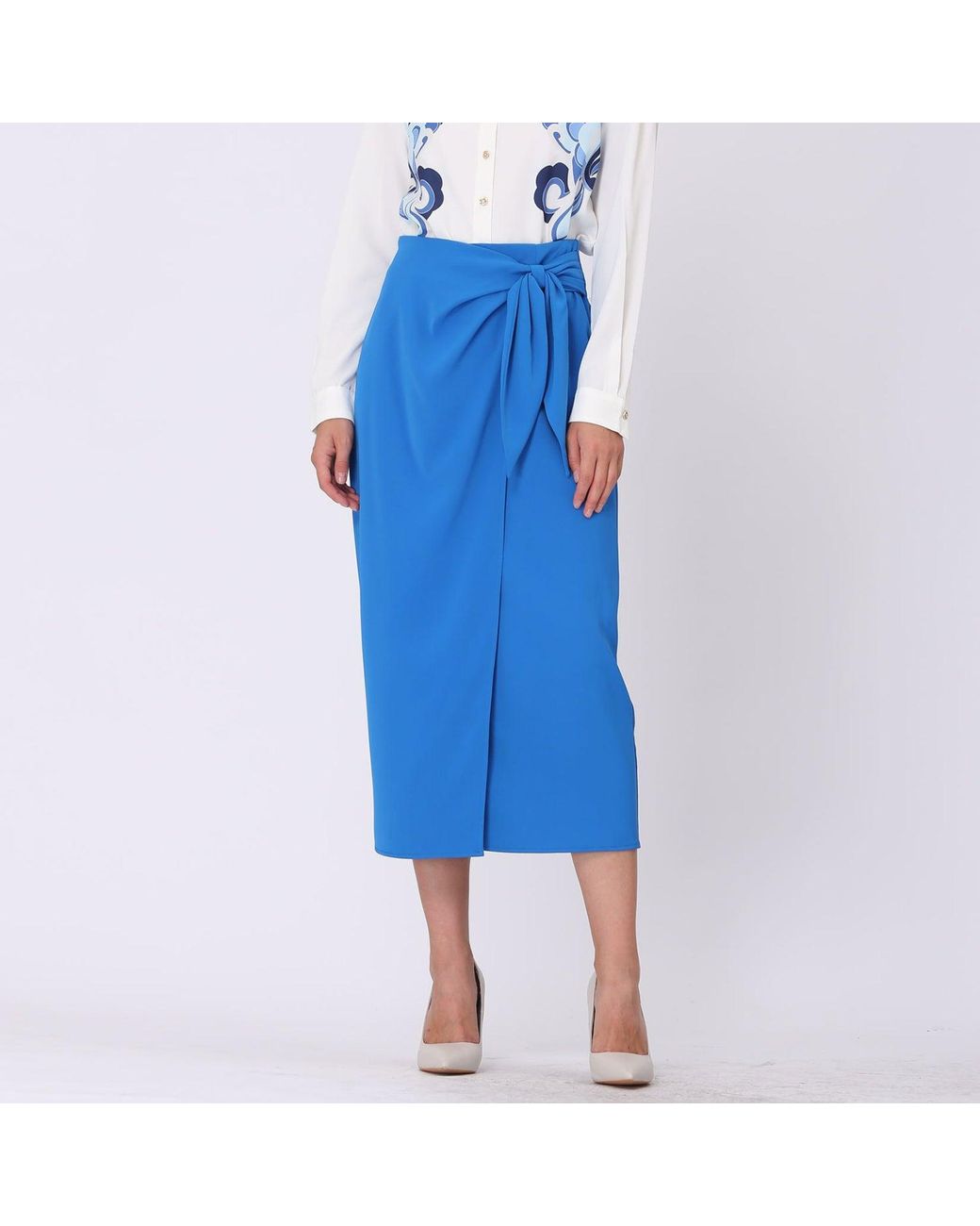 Smart and Joy Blue Wrap Skirt Tied On Side