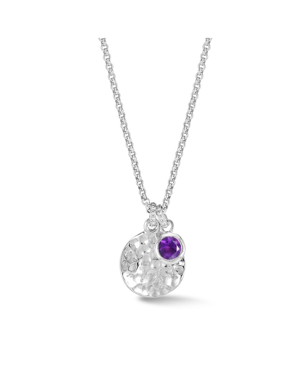 Dower & Hall Metallic Hammered Disc & Amethyst Array Pendant