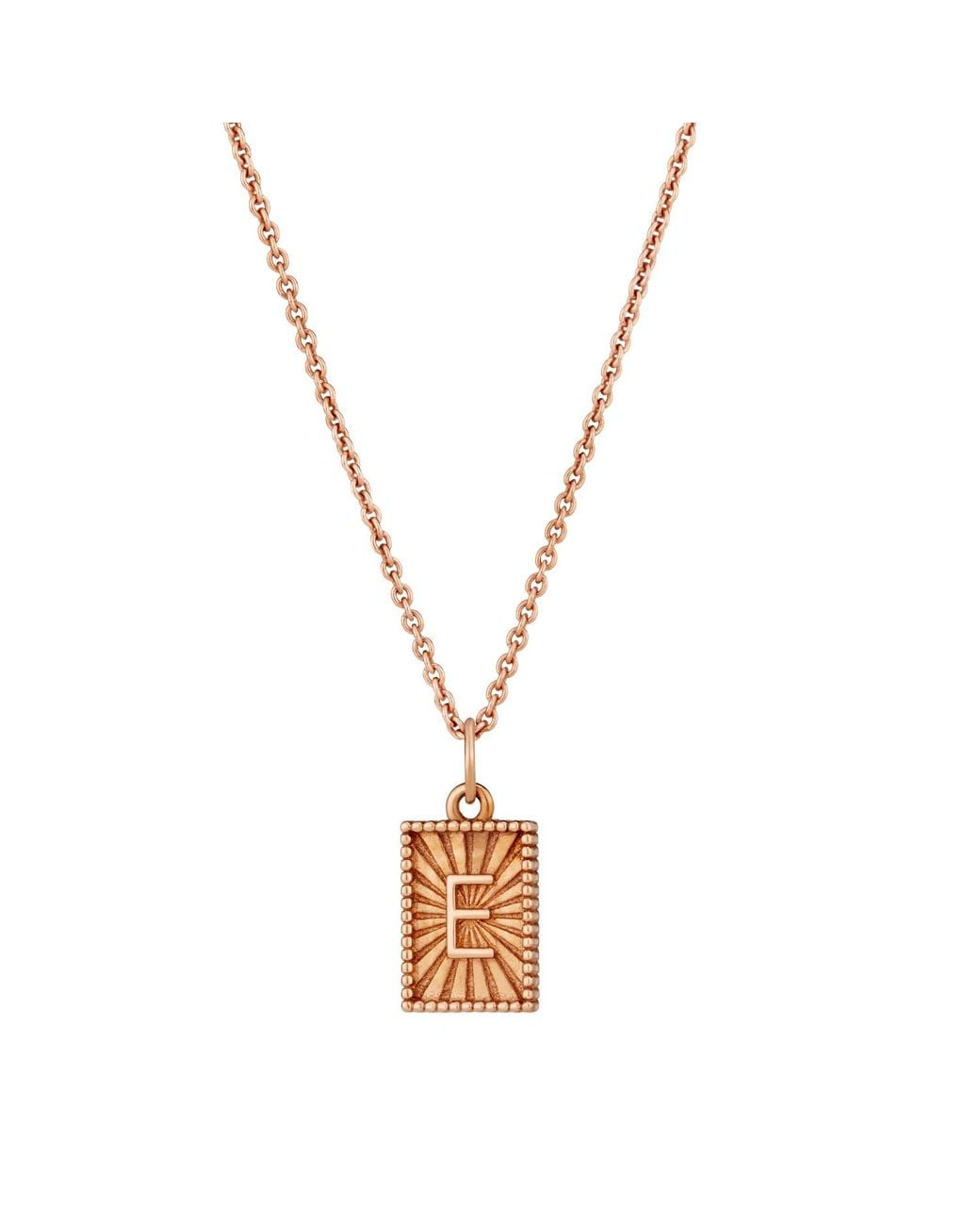 Posh Totty Designs Metallic Rose Gold Plated Sunbeam Rectangle Initial Charm Necklace