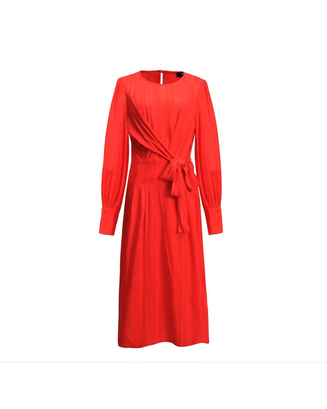 Smart and Joy Red Draped Blouse Dress With Side Bow