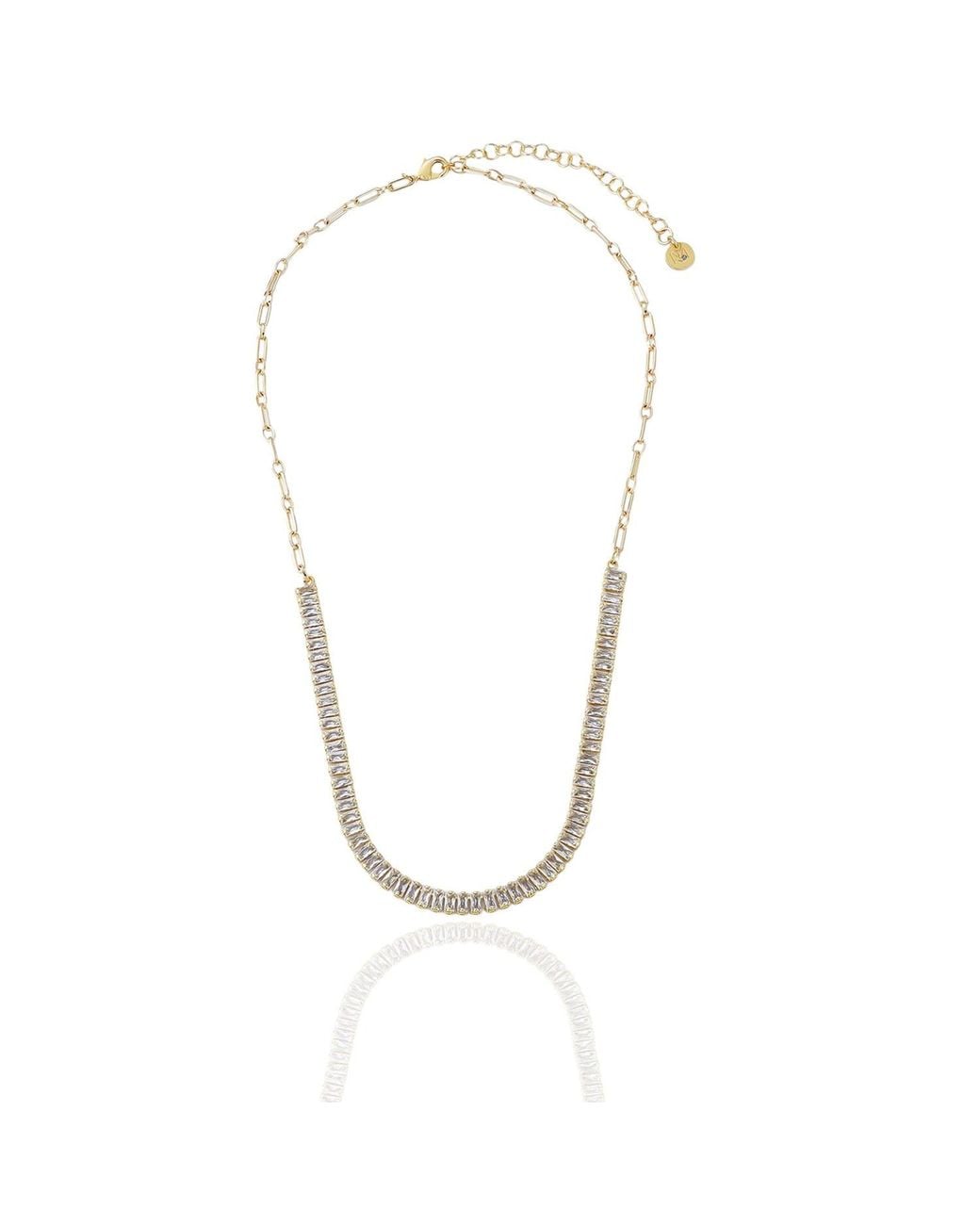 Rare Matters Jewelry Metallic Clear Crystal Stream Necklace