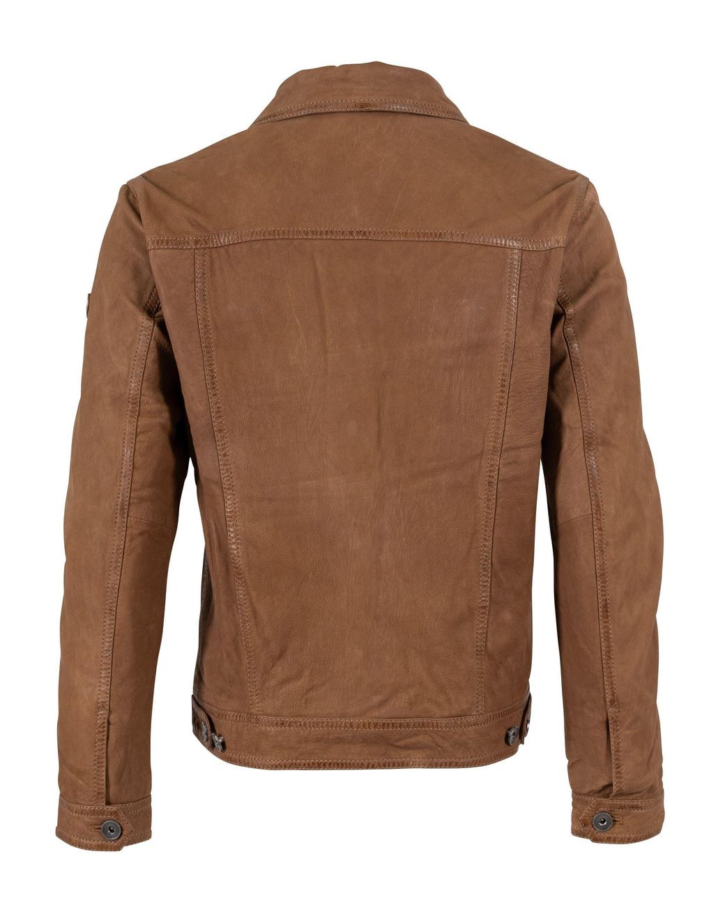 Mauritius Brown Leather Trucker Jacket Geoff for men