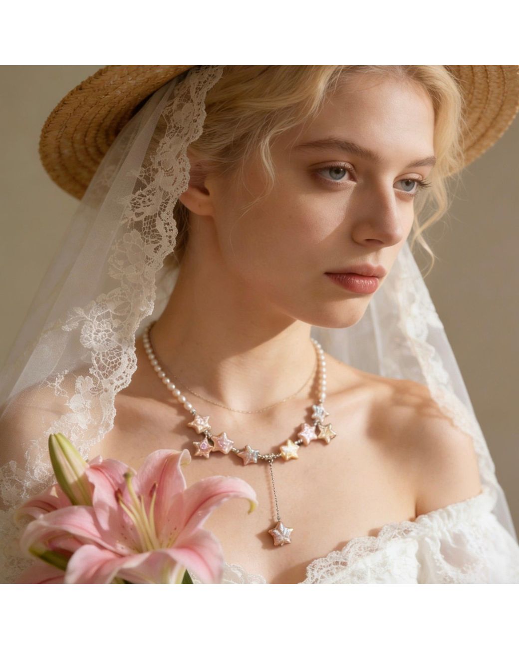 Ninemoo Pink Shooting Star Pearl Necklace