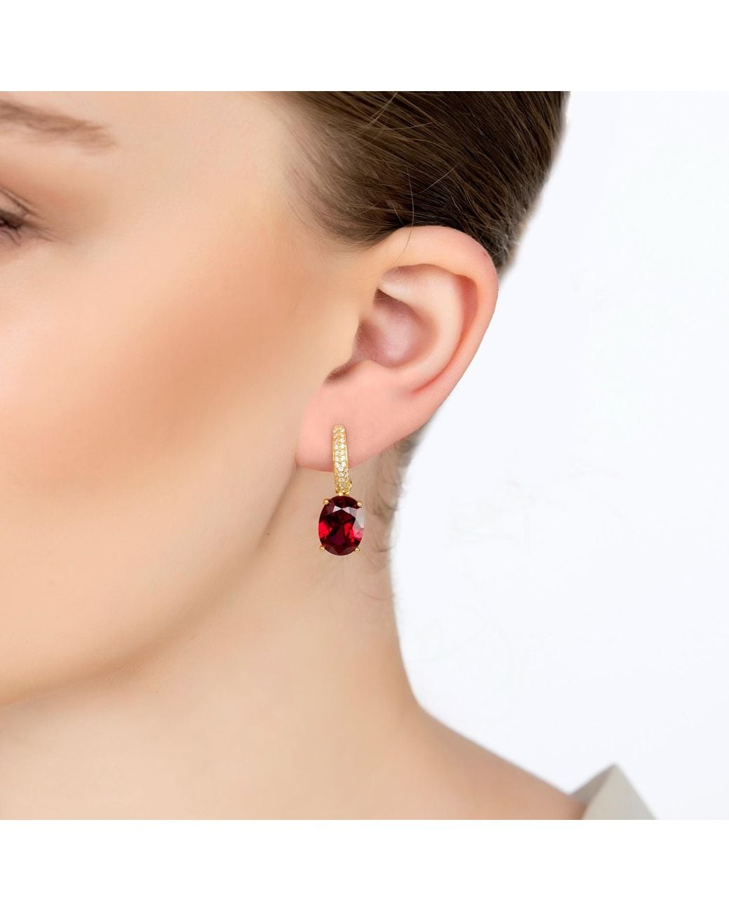 Latelita London Purple Alexandra Oval Drop Earrings Ruby