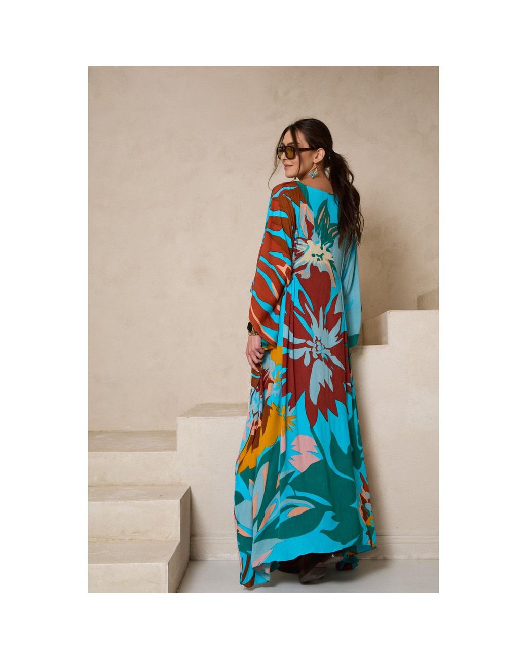 Saachi Blue Polychromatic Flowery Kaftan