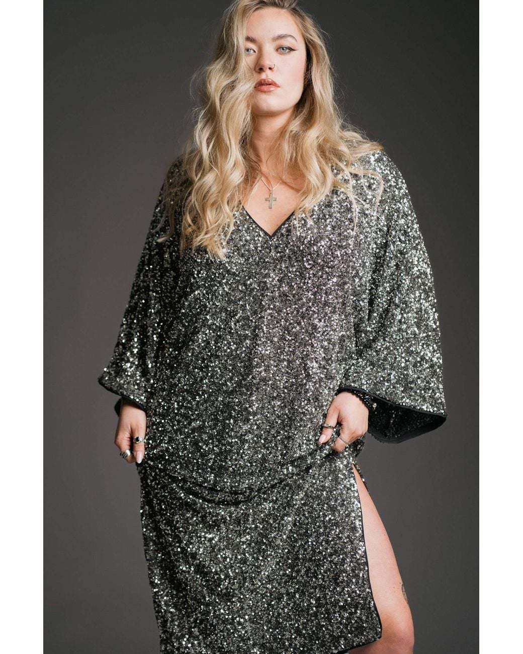 Little Lies Gray Lady Stardust Sequin Dress