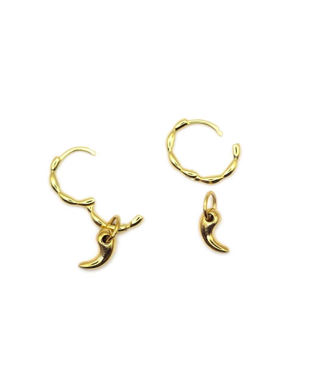 VicStoneNYC Fine Jewelry Metallic Small Gok Ock Charm Dangle Hoop Earrings