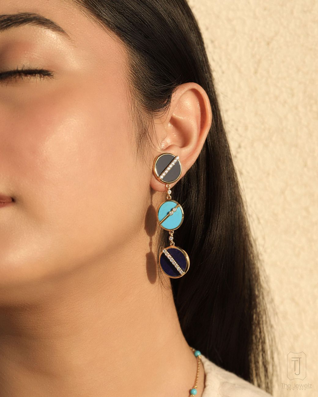 The Jewelz Blue Harmony Drop Long Plated Earrings