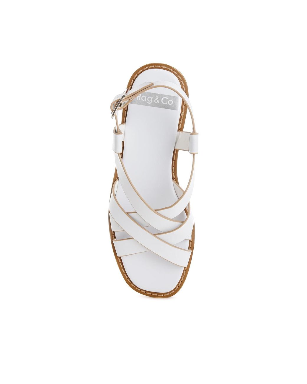 Rag & Co White Kapaka Real Leather Flat Gladiator Sandals