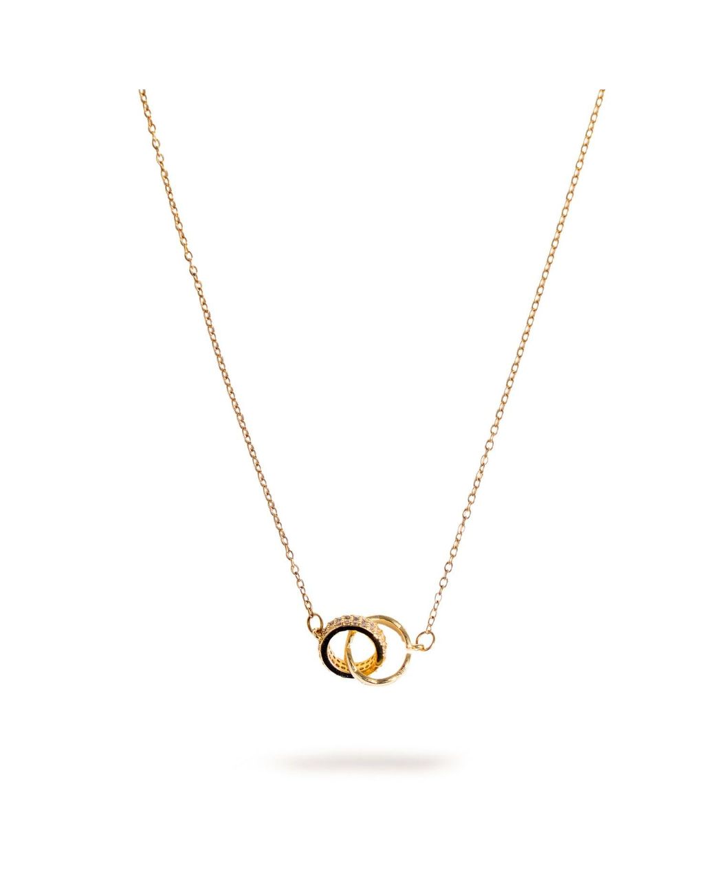 Ebru Jewelry Metallic Together Always Dual Ring Necklace