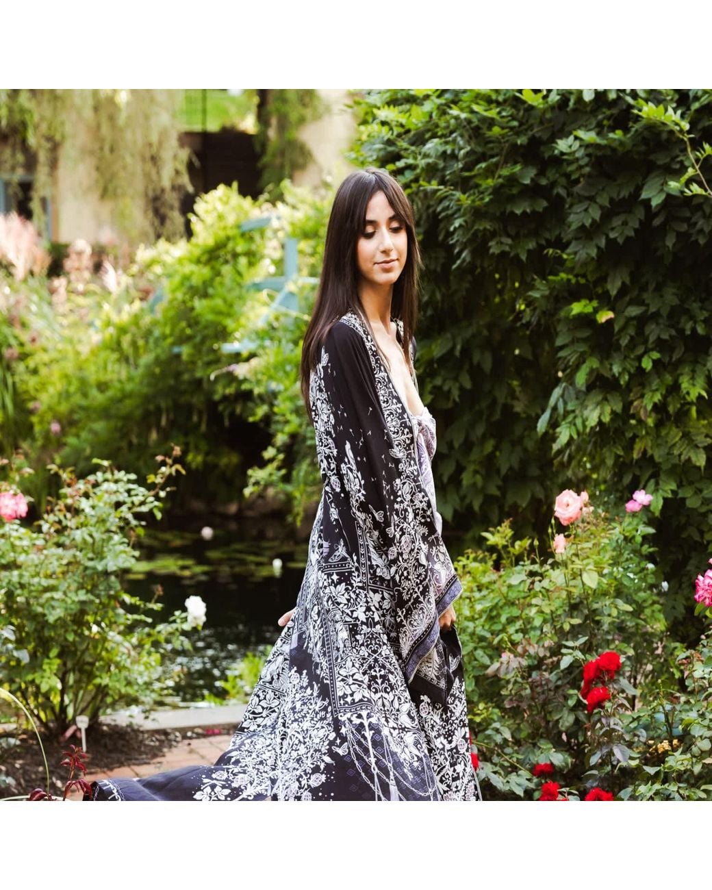 Silk&Soul Black Tree Of Life Silk Robe