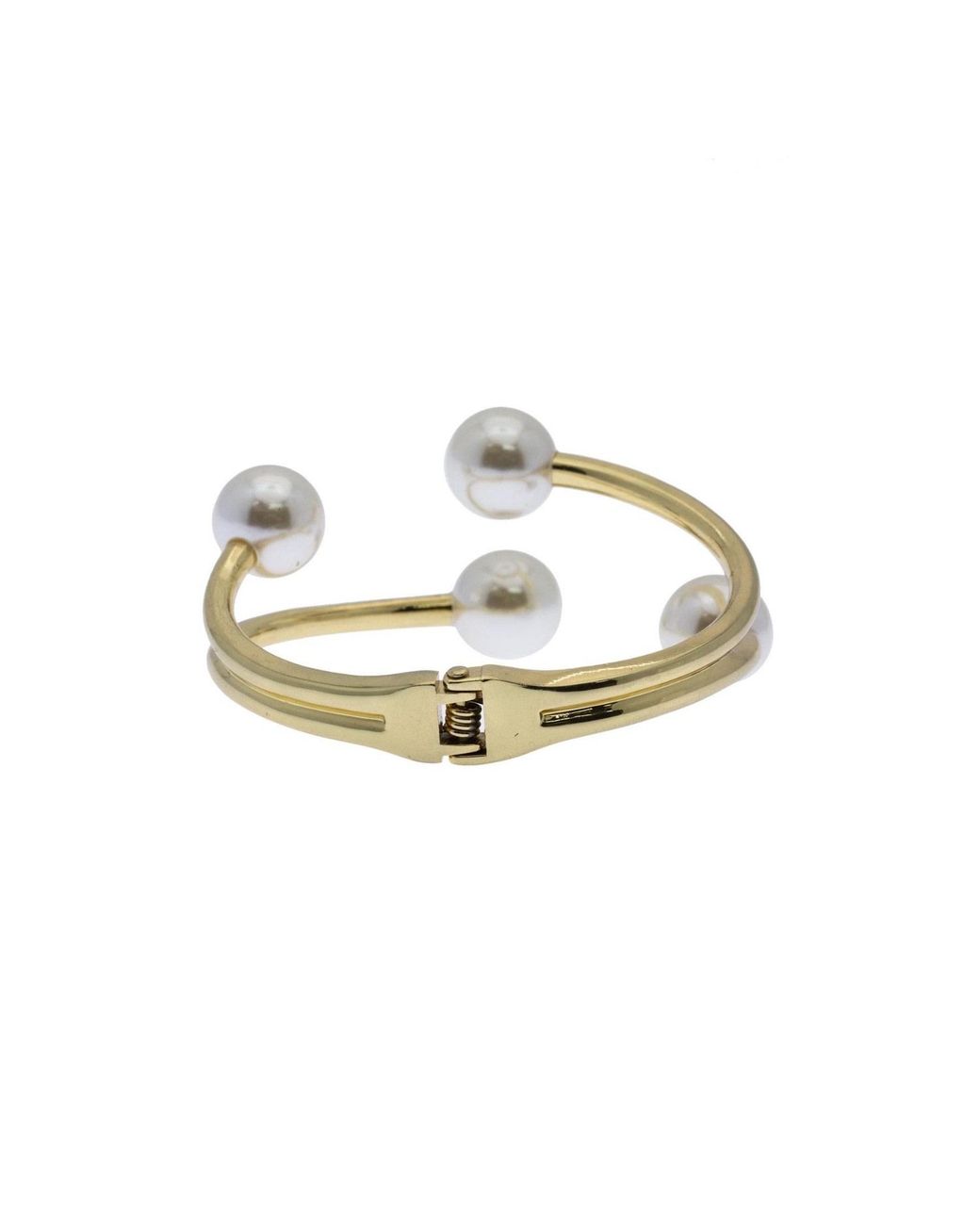 Saachi Metallic Hinged Pearl Cuff Bracelet