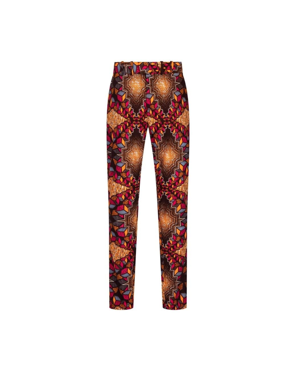Ohema Ohene Red Straight Leg African Print Trouser-Cubic for men