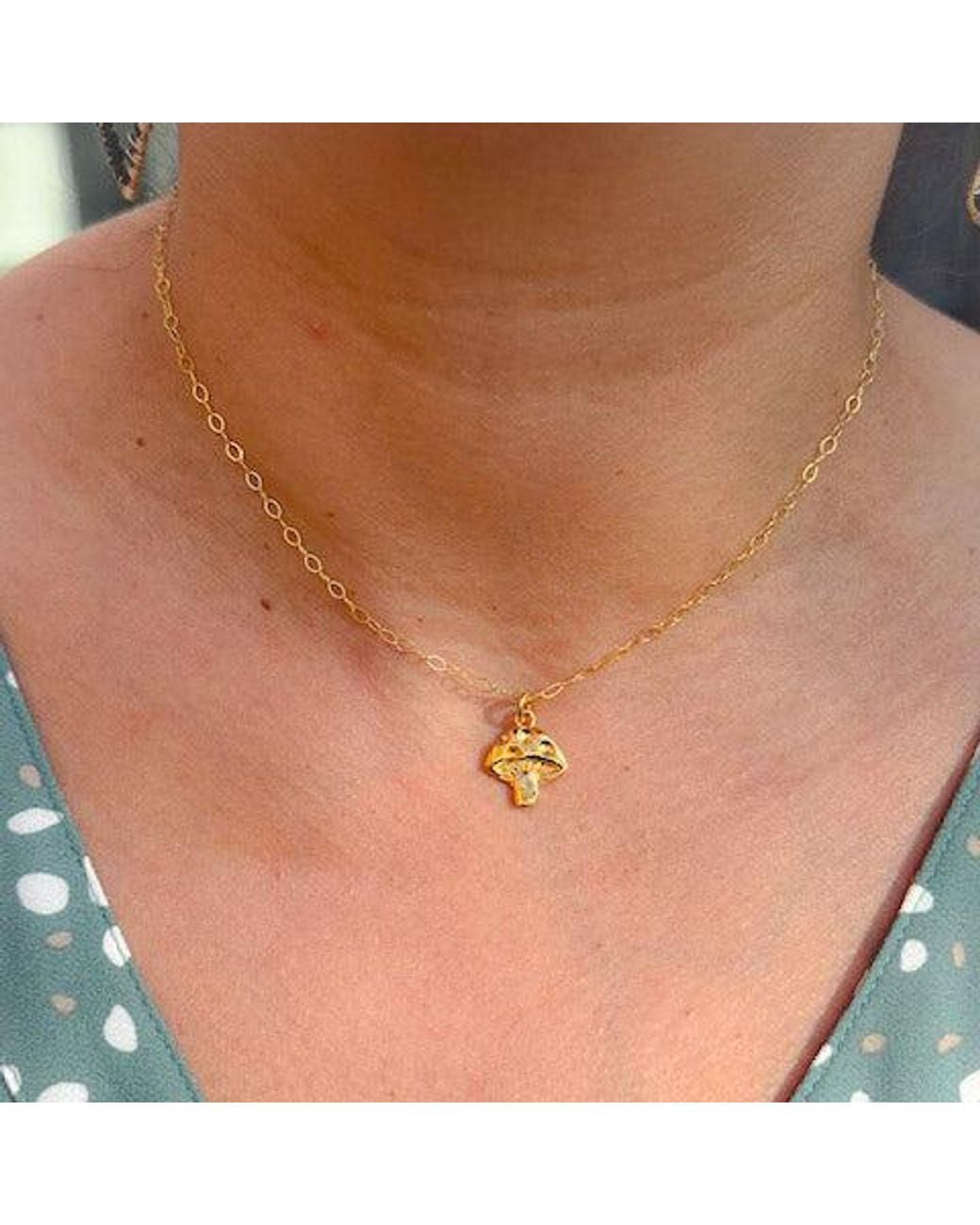 Lexi Jewelry Metallic Earthy Mushroom Necklace