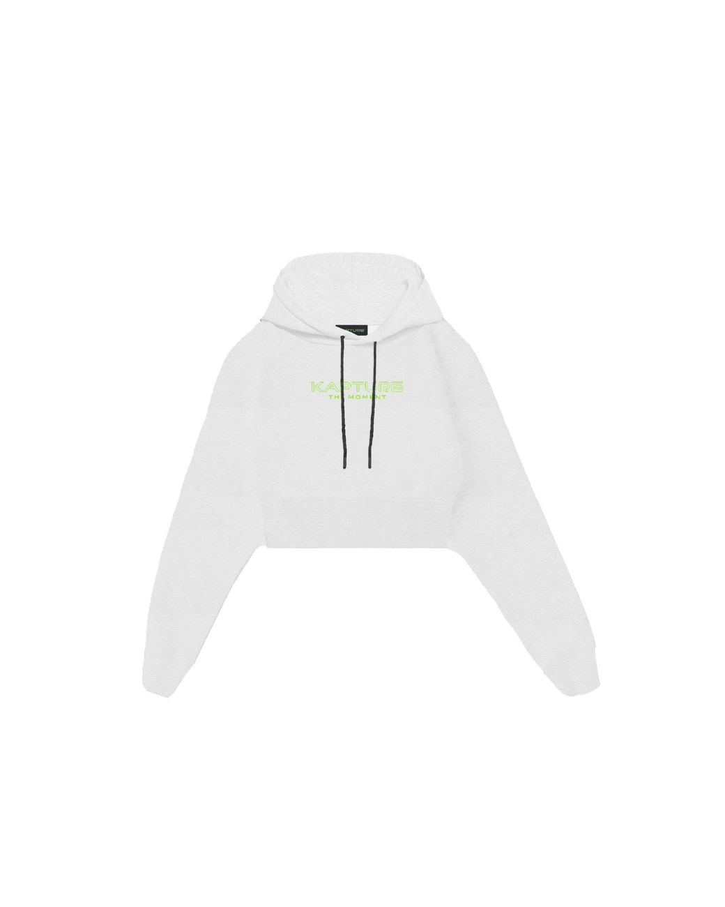 Kapture White Travel Logo-Print Cropped Hoodie