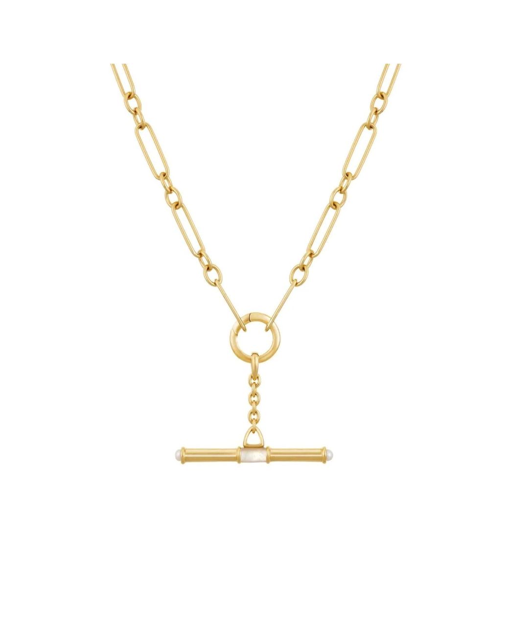 Dinny Hall Metallic Mother Of Pearl T-Bar Necklace